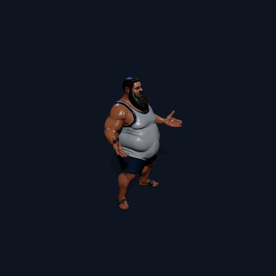 Bearded Casual Rigged and Animated D Character Model